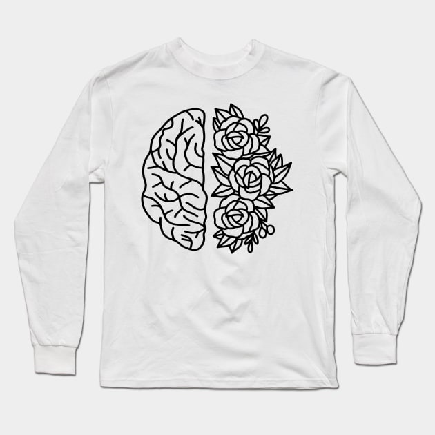 Floral Brain. Mental Health Long Sleeve T-Shirt by Satic